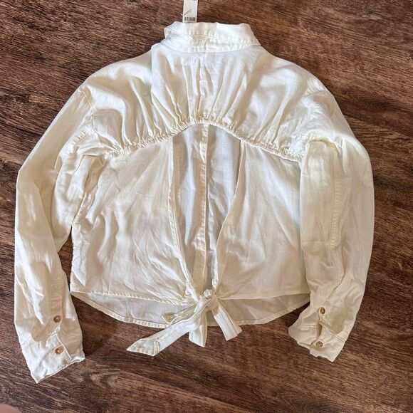 NWT Anthro Pilcro Size L Tie Back Shrunken Shirt Button Up Open Cotton - Picture 6 of 12